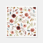 テラコッタ水彩花模様 スタンダードカクテルナプキン (正面)