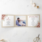 テラコッタ水彩花結婚の写真 三つ折りプログラム (内部)