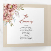 テラコッタ水彩花結婚の写真 三つ折りプログラム (内部最初)