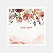 テラコッタ水彩花結婚の花 スタンダードカクテルナプキン (正面)