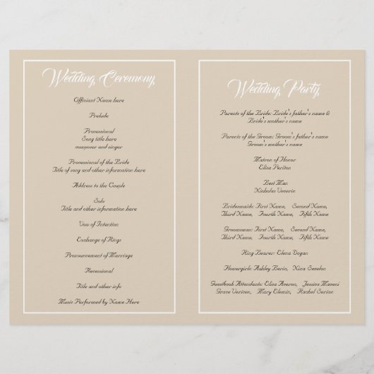 テラコッタ水彩花結婚式プログラム (裏面)