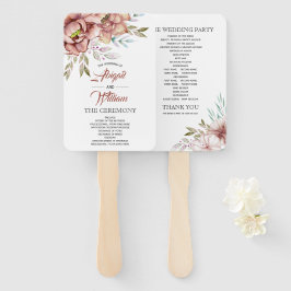 テラコッタ水彩花結婚式プログラム ハンドファン