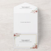 テラコッタ水彩花金ゴールド秋の結婚式 オールインワン招待状 (外側)