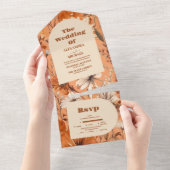 テラコッタ水彩野草結婚の花 オールインワン招待状 (貼ってはがせる)