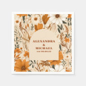 テラコッタ水彩野草結婚の花 スタンダードカクテルナプキン (正面)