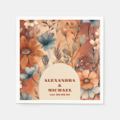 テラコッタ水彩野草結婚の花 スタンダードカクテルナプキン (正面)