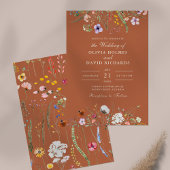 テラコッタ水彩野草野結婚草地 招待状