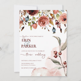 テラコッタ水彩 | 秋の花 招待状