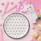 テラコッタ水玉模様ブラックトリム ペーパープレート (パーティー)