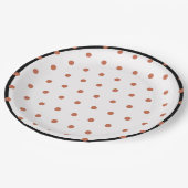 テラコッタ水玉模様ブラックトリム ペーパープレート (アングル)