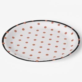 テラコッタ水玉模様ブラックトリム ペーパープレート