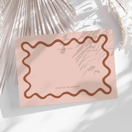テラコッタ波状波状線ありがとう ノートカード