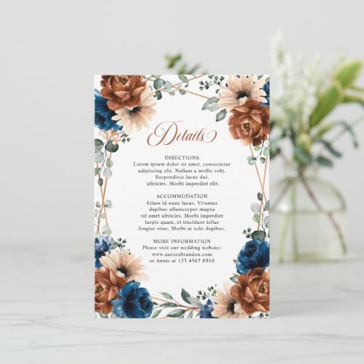 テラコッタ海軍の緑の幾何学的結婚詳細 エンクロージャーカード (スタンド正面)