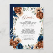 テラコッタ海軍の緑の幾何学的結婚詳細 エンクロージャーカード (正面/裏面)