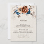 テラコッタ海軍パンパスグラスオールインワン結婚ズ 招待状 (裏面)