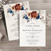 テラコッタ海軍パンパスグラスオールインワン結婚ズ 招待状