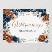 テラコッタ海軍ブルーが私の花嫁になる 招待状 (正面/裏面)