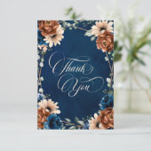 テラコッタ海軍ブルーグリーン結婚リー写真 サンキューカード (スタンド正面)