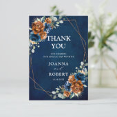 テラコッタ海軍ブルーグリーン結婚リー幾何学模様 サンキューカード (スタンド正面)