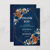 テラコッタ海軍ブルーグリーン結婚リー幾何学模様 サンキューカード (正面/裏面)