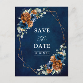 テラコッタ海軍ブルーグリーンSave the Date Postca ポストカード