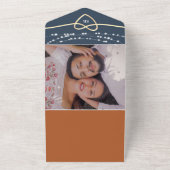 テラコッタ海軍ブルーストリングラ結婚イトのQRコード オールインワン招待状 (外側)