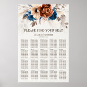 テラコッタ海軍ブルーパンパスグラスのシーティングチャート ポスター (正面)