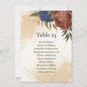 テラコッタ海軍ブルーフローラシーティングチャートカード 招待状 (正面)