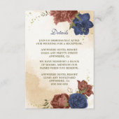 テラコッタ海軍ブルーフローラ結婚グリーン エンクロージャーカード (正面)