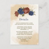 テラコッタ海軍ブルーフローラ結婚グリーン エンクロージャーカード (正面)