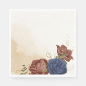 テラコッタ海軍ブルーフローラ結婚グリーン スタンダードランチョンナプキン (正面)