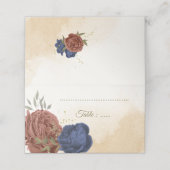 テラコッタ海軍ブルーフローラ結婚グリーン プレイスカード (外部開封)