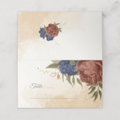 テラコッタ海軍ブルーフローラ結婚グリーン プレイスカード (外部開封)