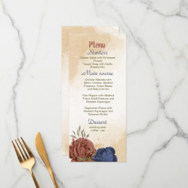 テラコッタ海軍ブルーフローラ結婚グリーン メニュー