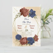 テラコッタ海軍ブルーフローラ緑 セーブザデート (スタンド正面)