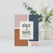 テラコッタ海軍モダン抽象芸術タイポグラフィ発表 案内ポストカード (スタンド正面)