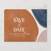 テラコッタ海軍モダン抽象芸術タイポグラフィ 案内ポストカード (正面)