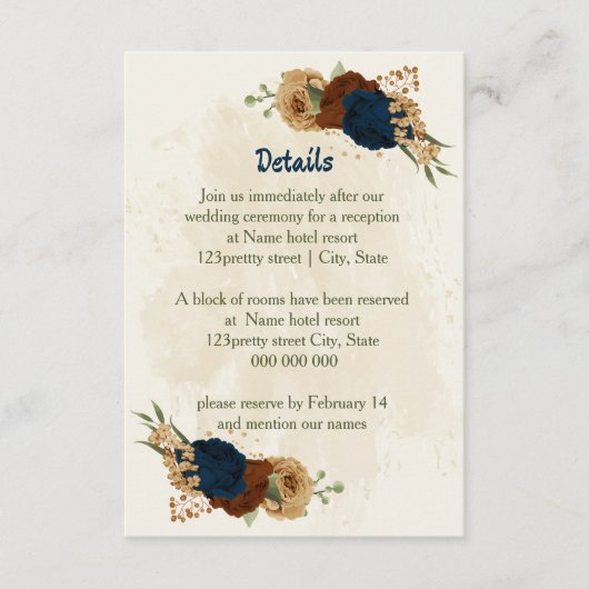 テラコッタ海軍結婚フローラ詳細 エンクロージャーカード (正面)