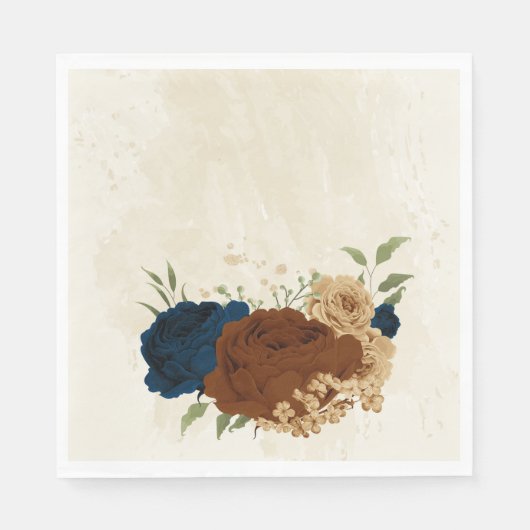テラコッタ海軍結婚フローラ スタンダードランチョンナプキン (正面)