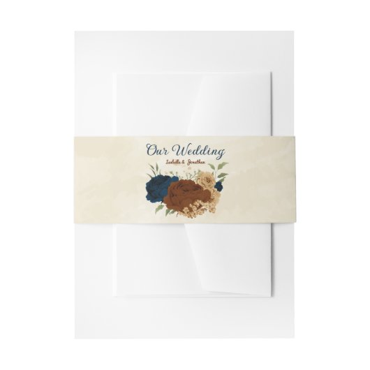 テラコッタ海軍結婚フローラ 招待状ベリーバンド (正面例)