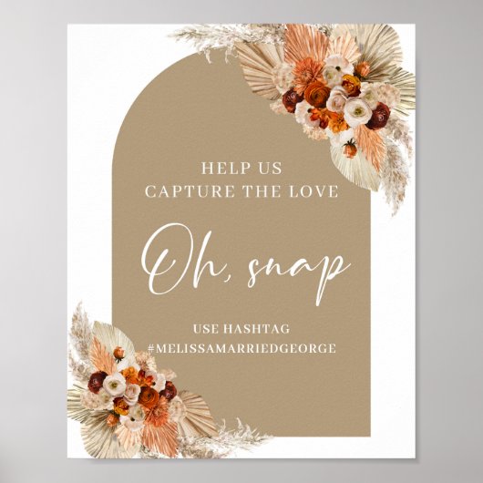 テラコッタ焼きオレンジのバーガンディbohoああスナップ記号 ポスター (正面)