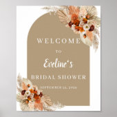 テラコッタ焼きオレンジのバーガンディboho歓迎サイン ポスター (正面)