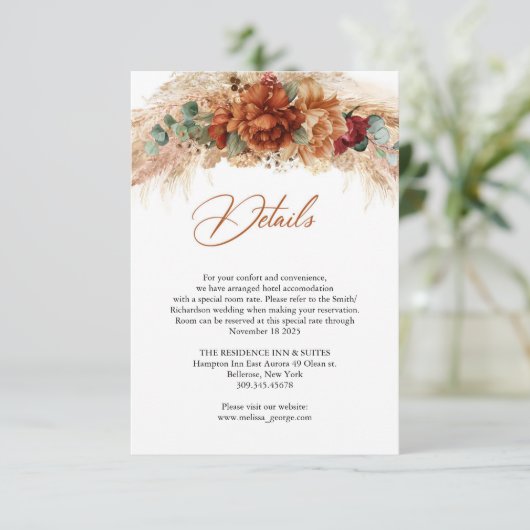 テラコッタ焼きオレンジの乾燥ファンパーム詳細 エンクロージャーカード (スタンド正面)