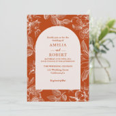 テラコッタ焼きオレンジアイボリーフローラ秋の結婚式 招待状 (スタンド正面)