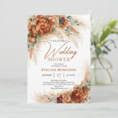 テラコッタ焼きオレンジパンパスパームウェディングシャワー 招待状 (スタンド正面)