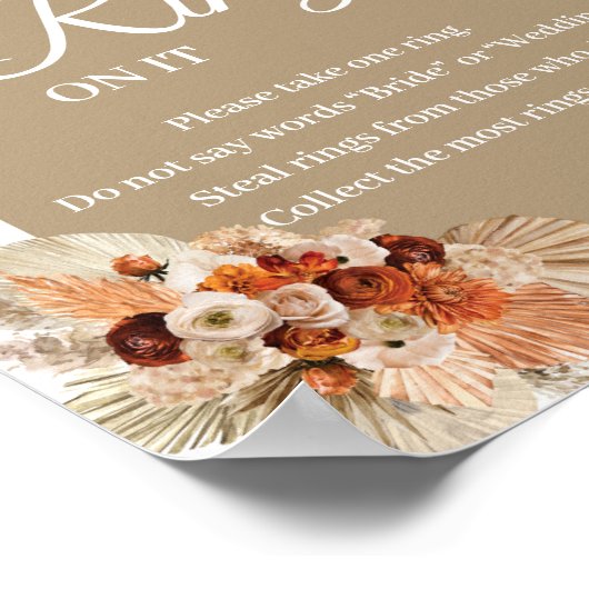 テラコッタ焼きオレンジ色のススキ輪を付ける ポスター (角)