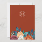 テラコッタ焼けオレンジフローラ秋の結婚式 招待状 (裏面)