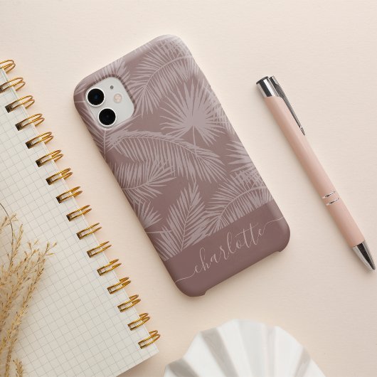 テラコッタ熱帯植物性パーム葉パターン iPhone 16ケース