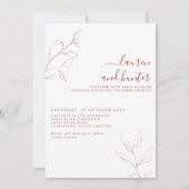 テラコッタ燃えたオレンジのスクリプト植物学結婚の 招待状 (正面)