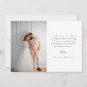 テラコッタ燃えたオレンジ色の写真結婚の写真 サンキューカード (裏面)